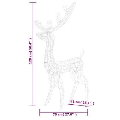 Rena decorativa de Natal 140 LEDs 120 cm acrílico branco quente