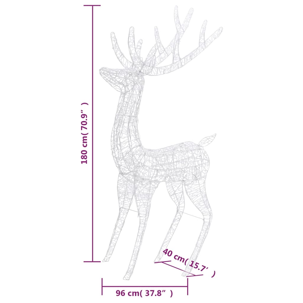 Rena de Natal de 180cm com 250 luzes LED Multicor