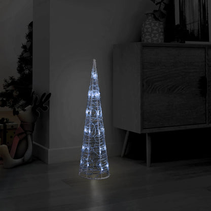 Pirâmide iluminação decorativa LEDs acrílico 60 cm branco frio