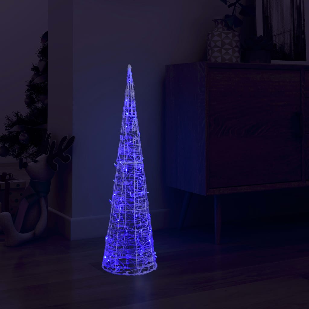 Pirâmide de iluminação decorativa com LEDs acrílico 90 cm azul