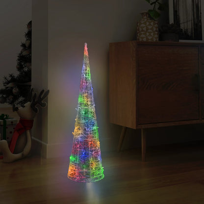 Pirâmide de iluminação decorat. c/ LEDs acrílico 90 cm colorido