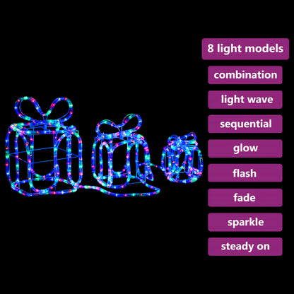 Caixas presente de Natal com 180 luzes LED interior/exterior