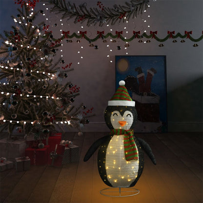 Pinguim de Natal decorativo com luzes LED tecido de luxo 90 cm