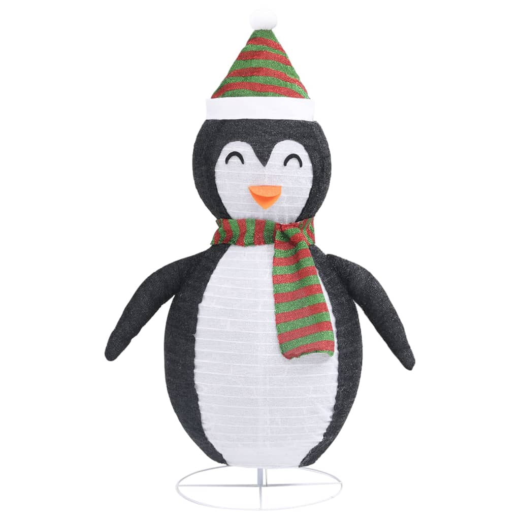 Pinguim de Natal decorativo com luzes LED tecido de luxo 90 cm