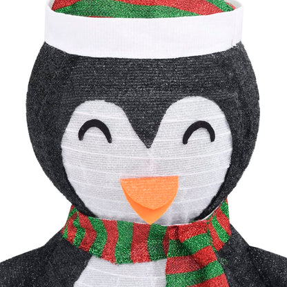 Pinguim de Natal decorativo com luzes LED tecido de luxo 90 cm