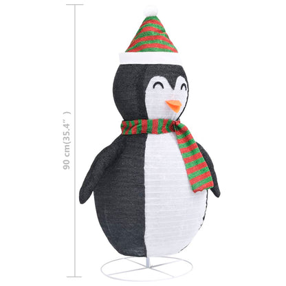 Pinguim de Natal decorativo com luzes LED tecido de luxo 90 cm