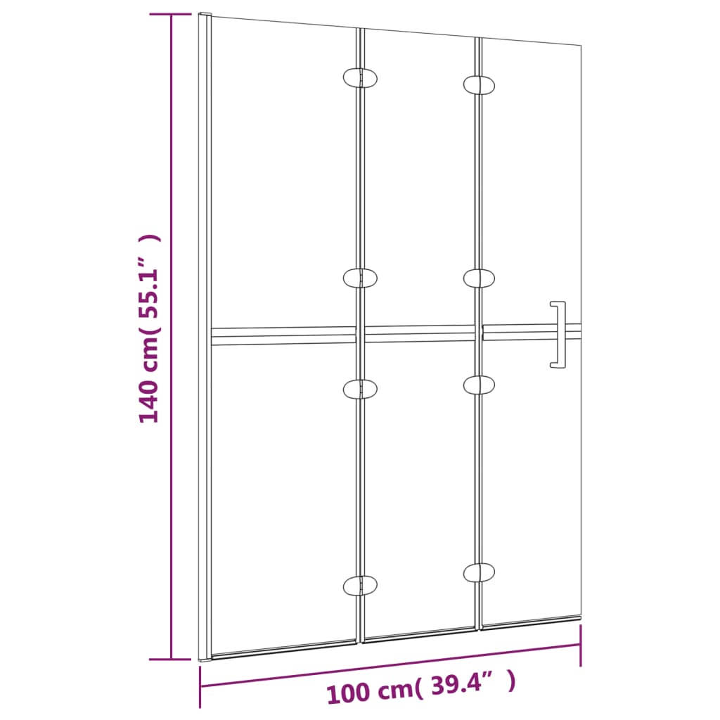 Divisória de chuveiro dobrável ESG 100x140 cm branco