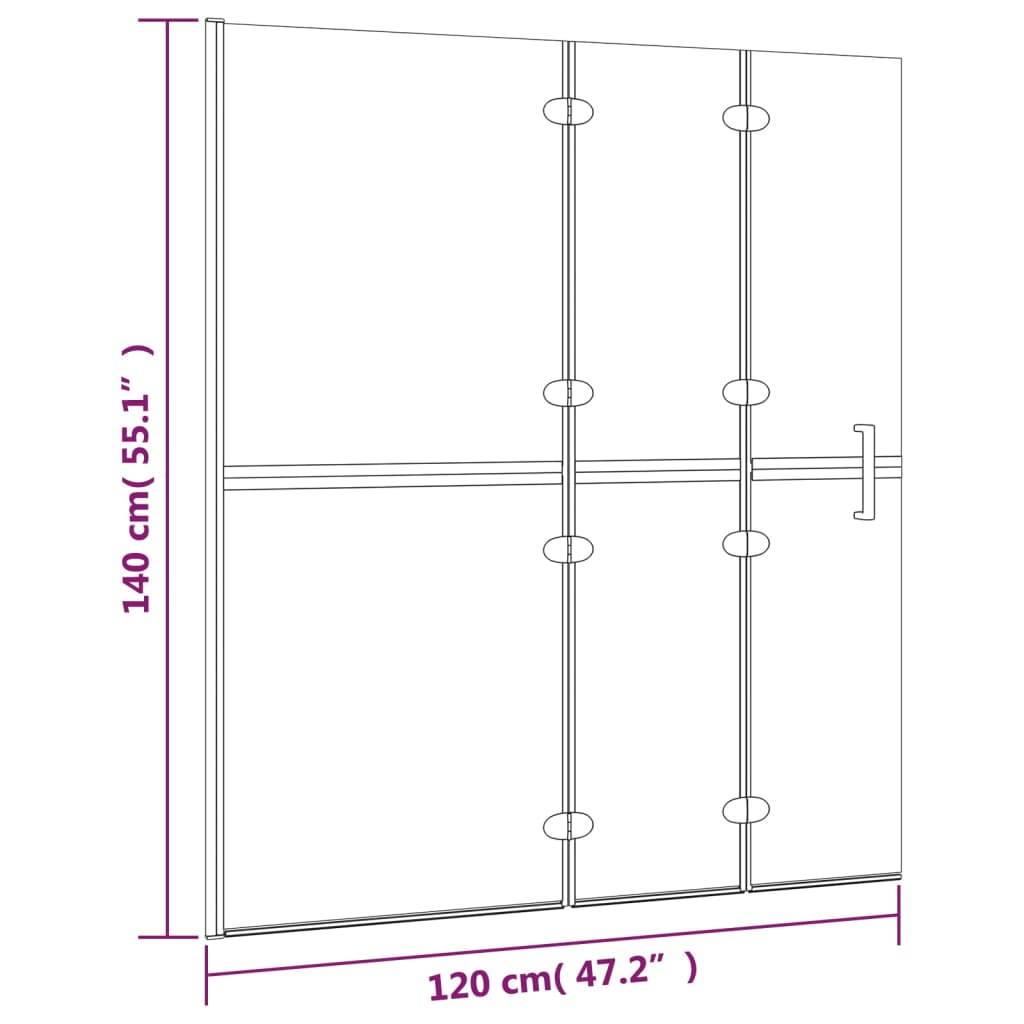 Divisória de chuveiro dobrável ESG 120x140 cm branco