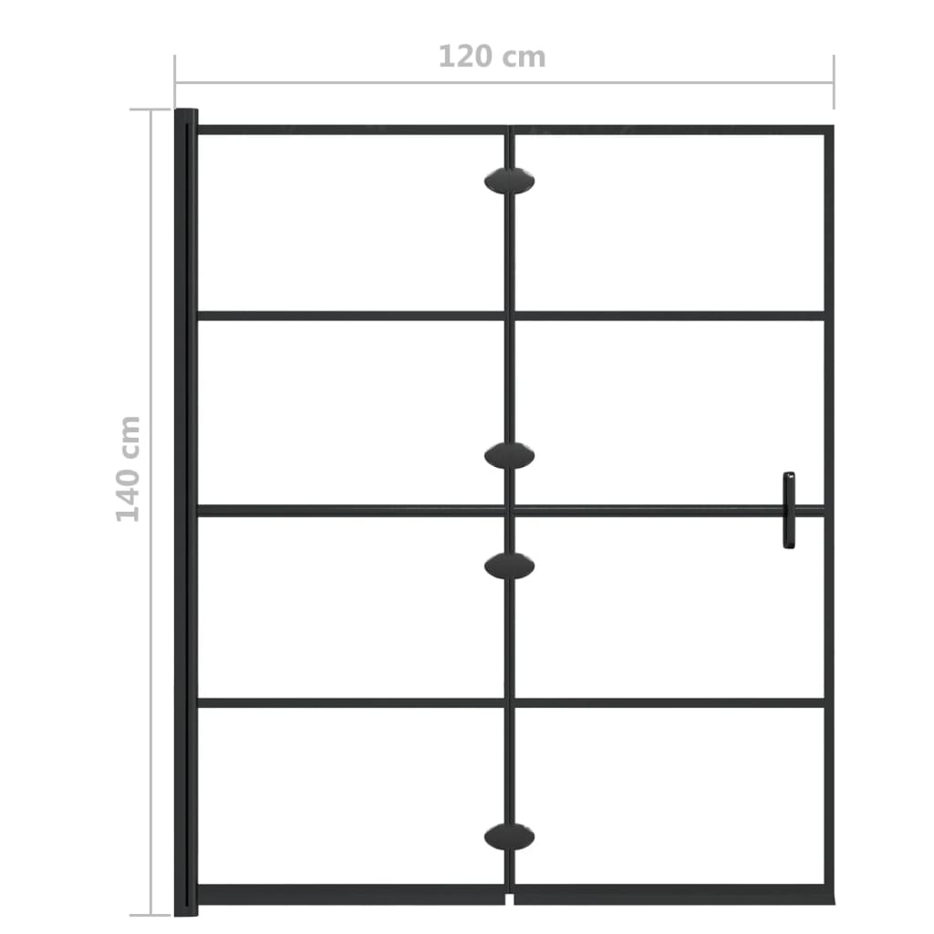 Divisória de chuveiro dobrável ESG 120x140 cm preto