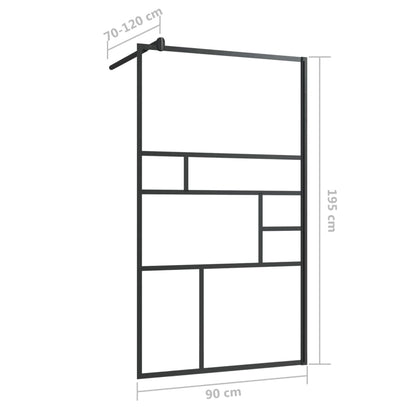 Divisória de chuveiro c/ vidro transparente ESG 90x195 cm preto