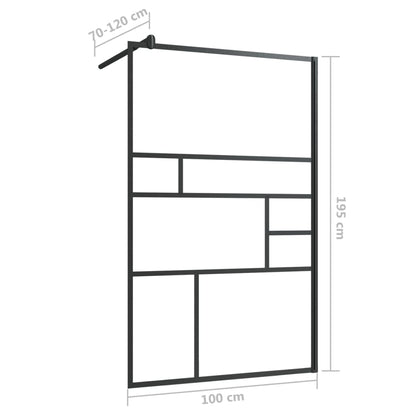 Divisória de chuveiro c/ vidro transparente ESG 100x195cm preto