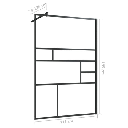 Divisória de chuveiro c/ vidro transparente ESG 115x195cm preto