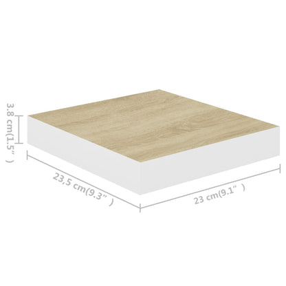 Prateleiras de parede 2 pcs 23x23,5x3,8cm MDF carvalho e branco