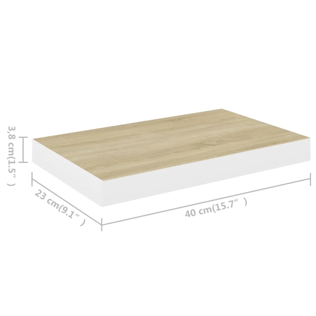 Prateleiras de parede 4 pcs 40x23x3,8 cm MDF carvalho e branco