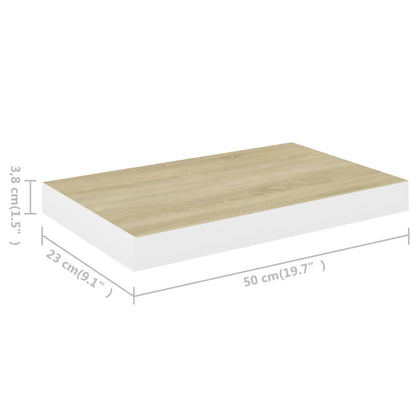 Prateleiras de parede 2 pcs 50x23x3,8 cm MDF carvalho e branco