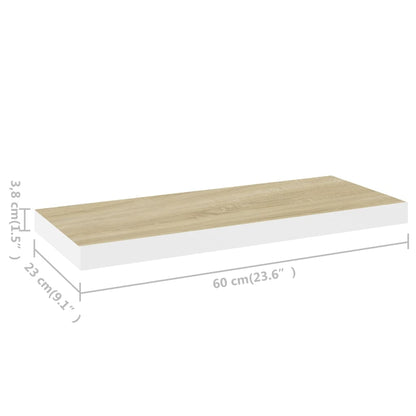 Prateleiras parede 4 pcs 60x23,5x3,8 cm MDF carvalho e branco