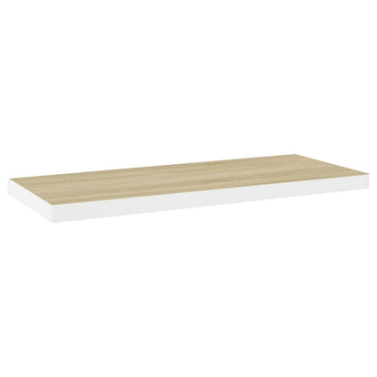 Prateleiras de parede 2 pcs 80x23,5x3,8cm MDF carvalho e branco