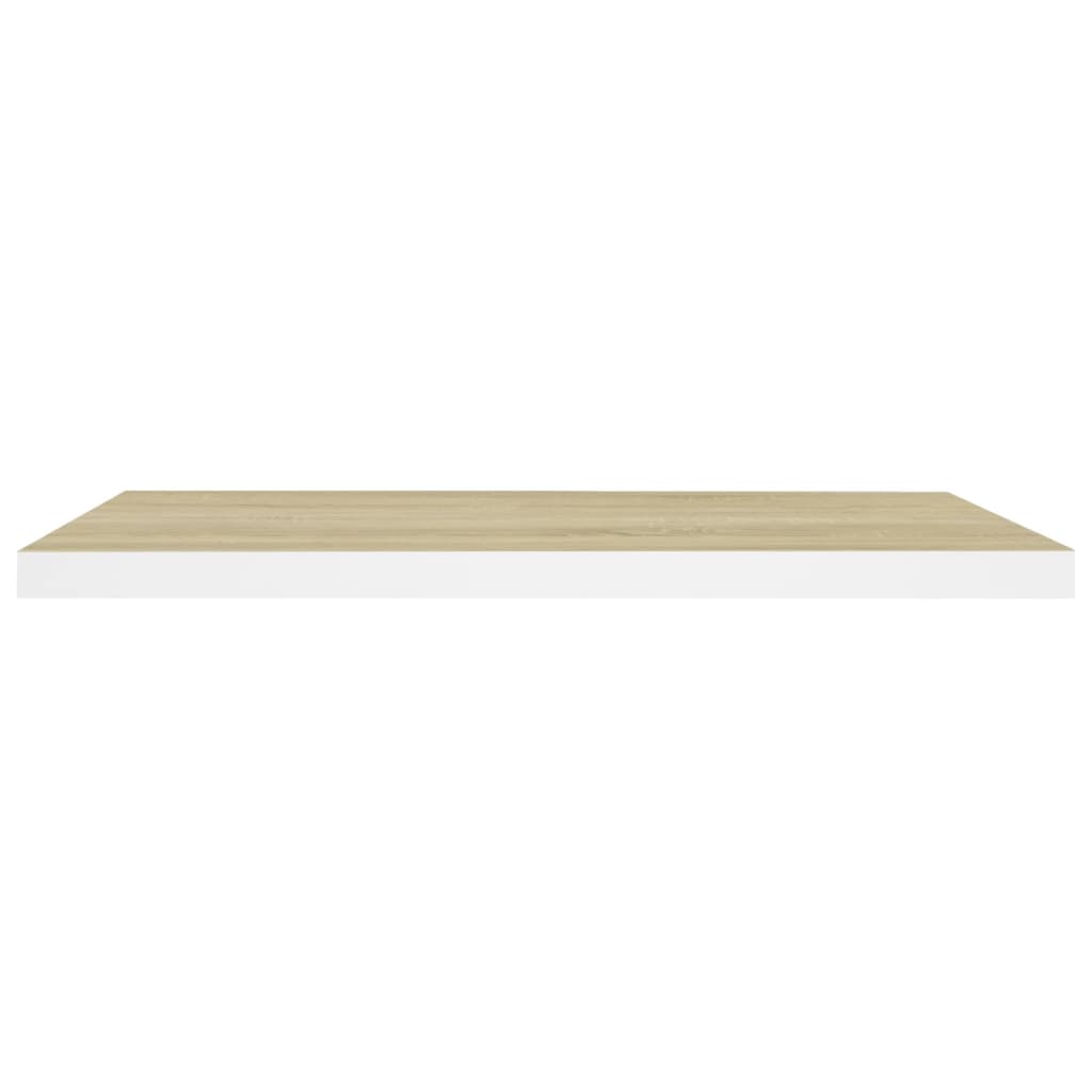 Prateleiras de parede 2 pcs 80x23,5x3,8cm MDF carvalho e branco