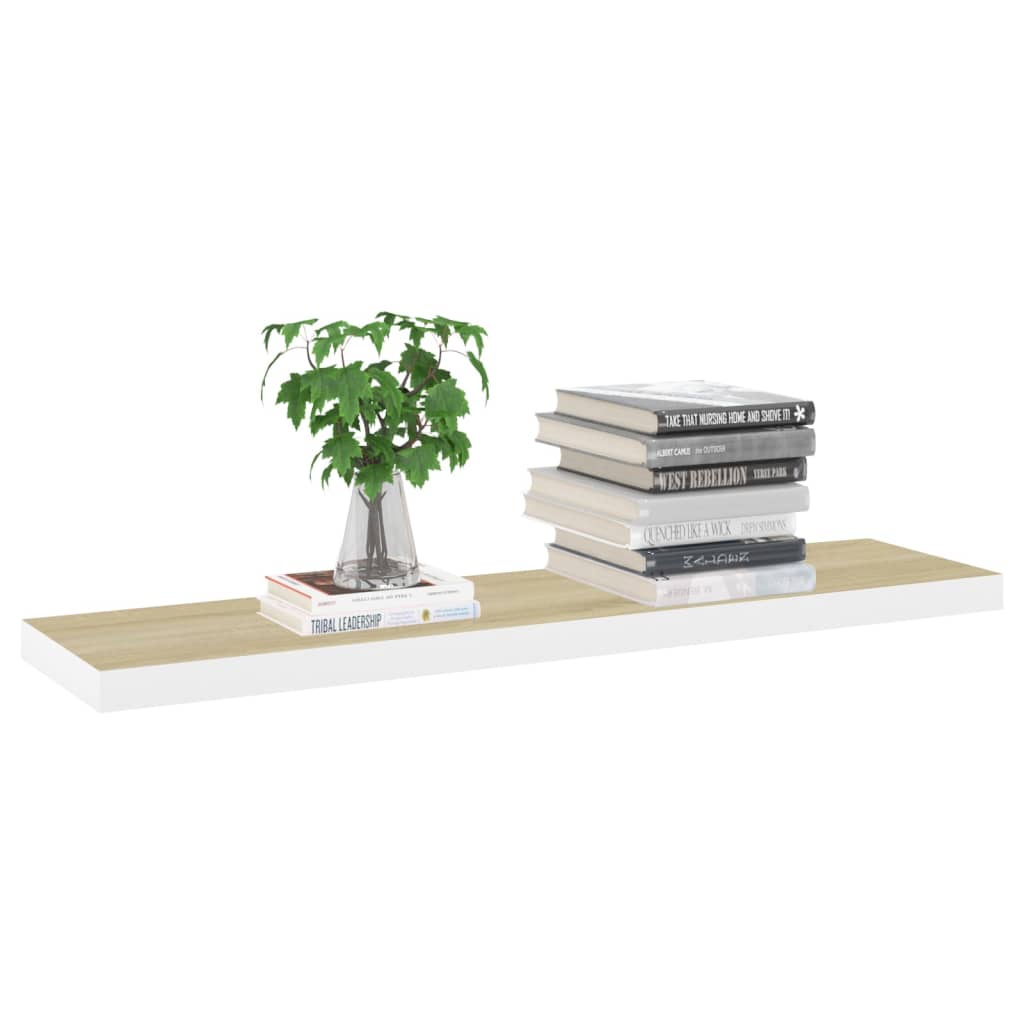 Prateleiras parede 2pcs 90x23,5x3,8 cm MDF cor carvalho/branco