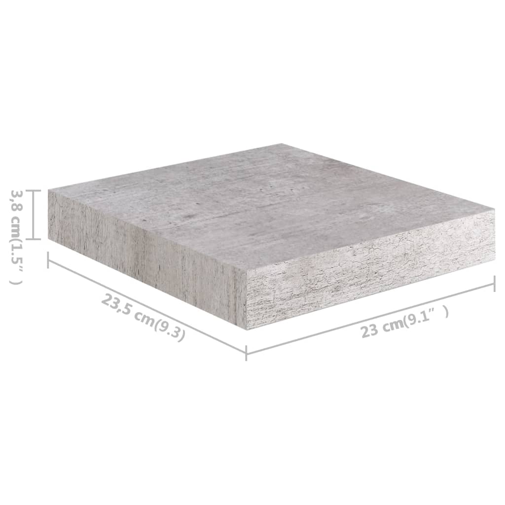 Prateleiras de parede 2 pcs 23x23,5x3,8cm MDF cinzento-cimento