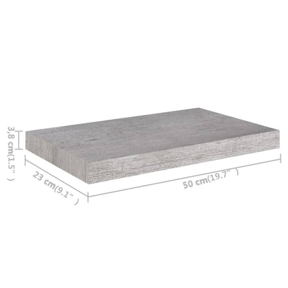 Prateleiras de parede 2 pcs 50x23x3,8 cm MDF cinzento-cimento