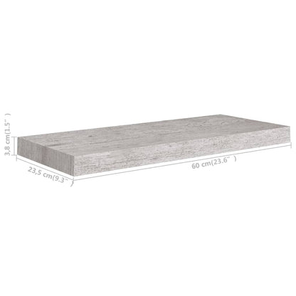 Prateleiras de parede 4 pcs 60x23,5x3,8cm MDF cinzento-cimento