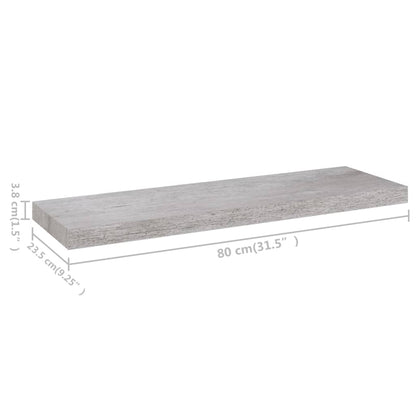 Prateleiras de parede 2 pcs 80x23,5x3,8cm MDF cinzento-cimento