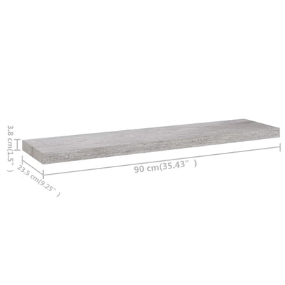 Prateleiras de parede 2 pcs 90x23,5x3,8cm MDF cinzento-cimento