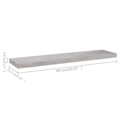 Prateleiras de parede 4 pcs 90x23,5x3,8cm MDF cinzento-cimento