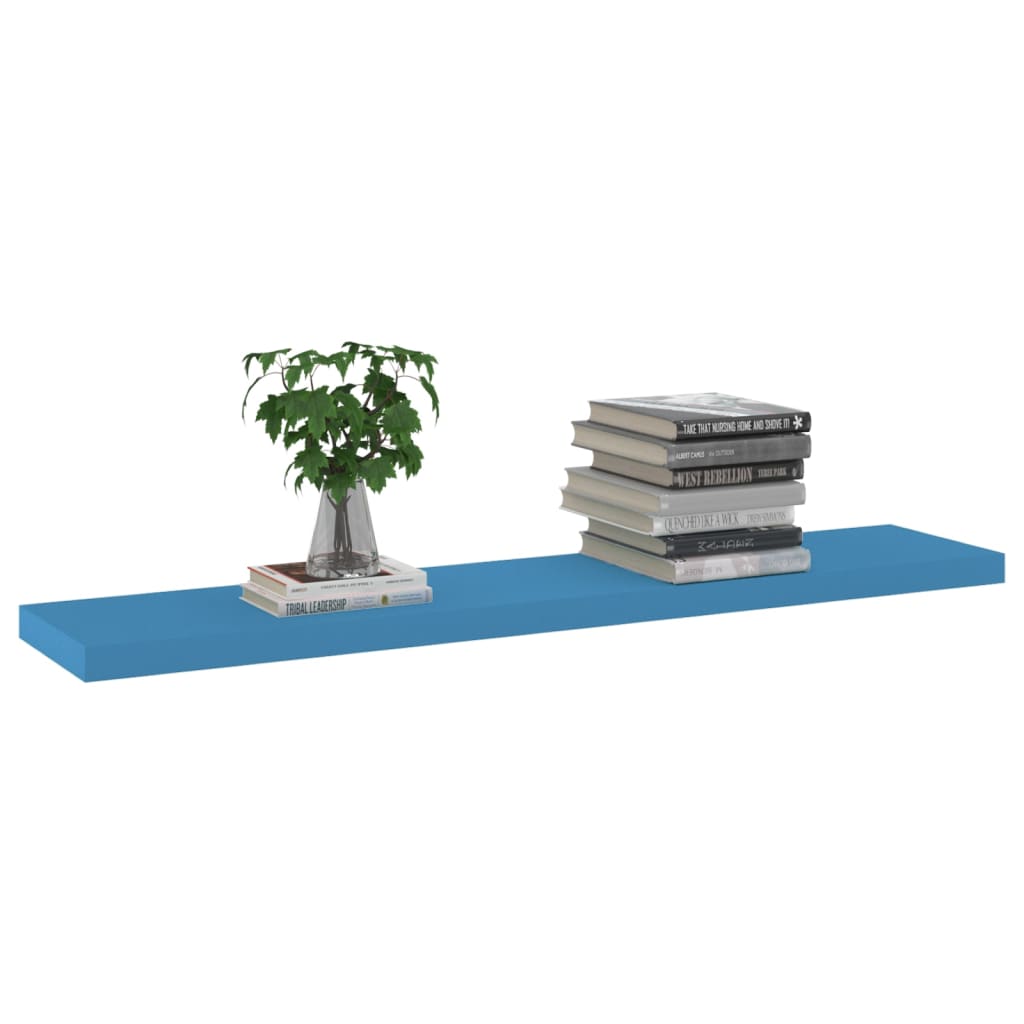 Prateleiras de parede suspensas 2 pcs 120x23,5x3,8cm MDF azul