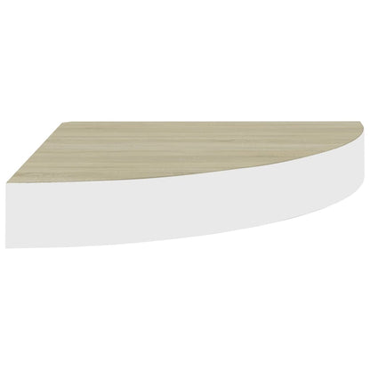 Prateleiras canto parede 2 pcs 25x25x3,8 cm MDF carvalho/branco