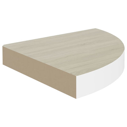 Prateleiras canto parede 2 pcs 25x25x3,8 cm MDF carvalho/branco