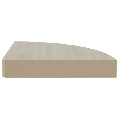 Prateleiras canto parede 4 pcs 25x25x3,8 cm MDF carvalho/branco