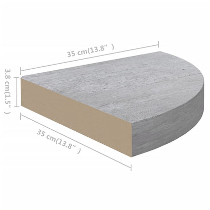 Prateleiras canto parede 2 pcs 35x35x3,8cm MDF cinzento cimento