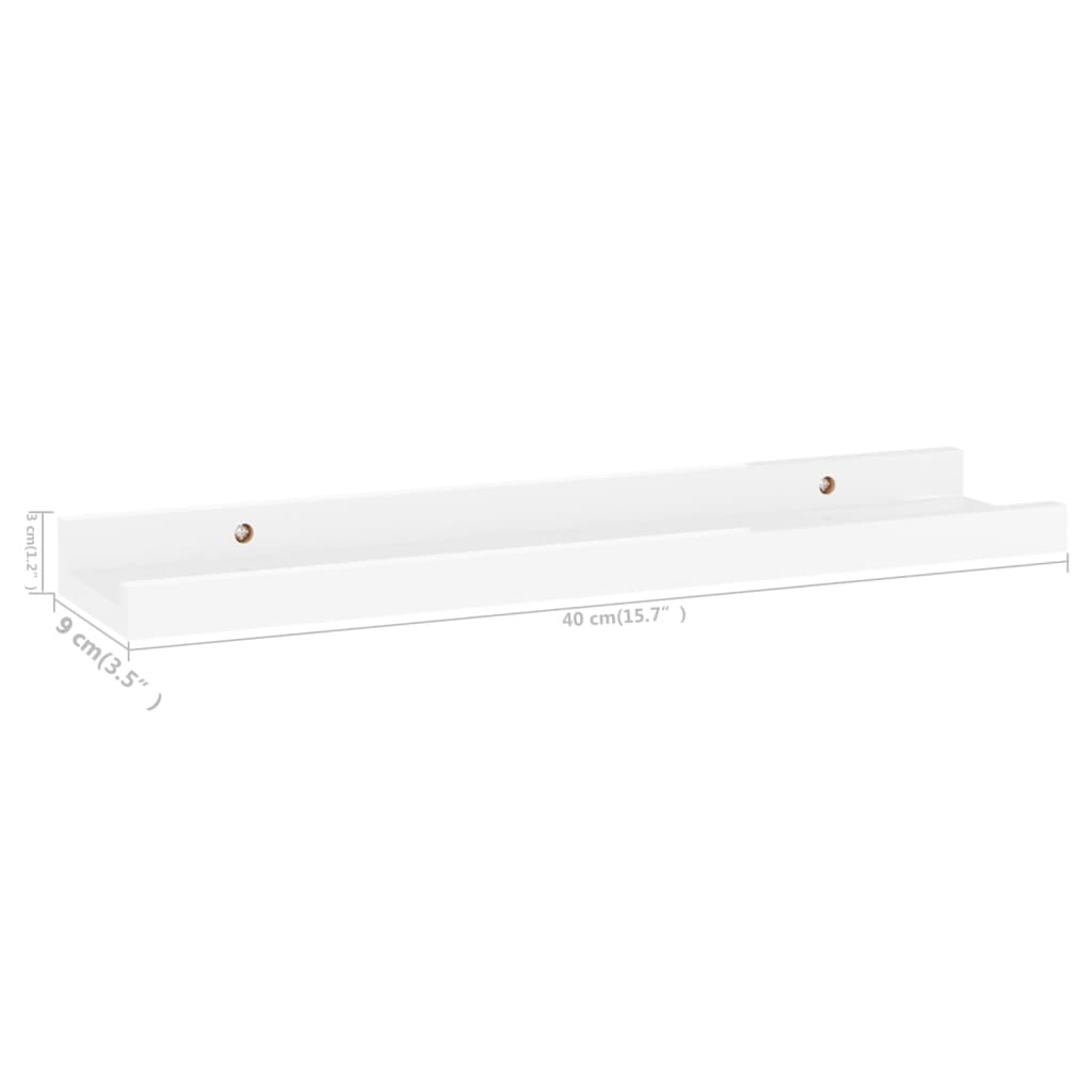 Prateleiras de parede 4 pcs 40x9x3 cm branco brilhante