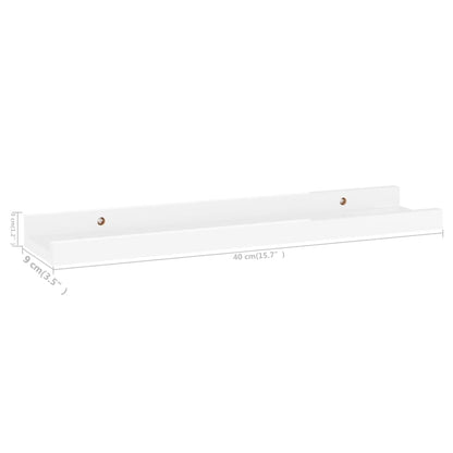 Prateleiras de parede 4 pcs 40x9x3 cm branco brilhante