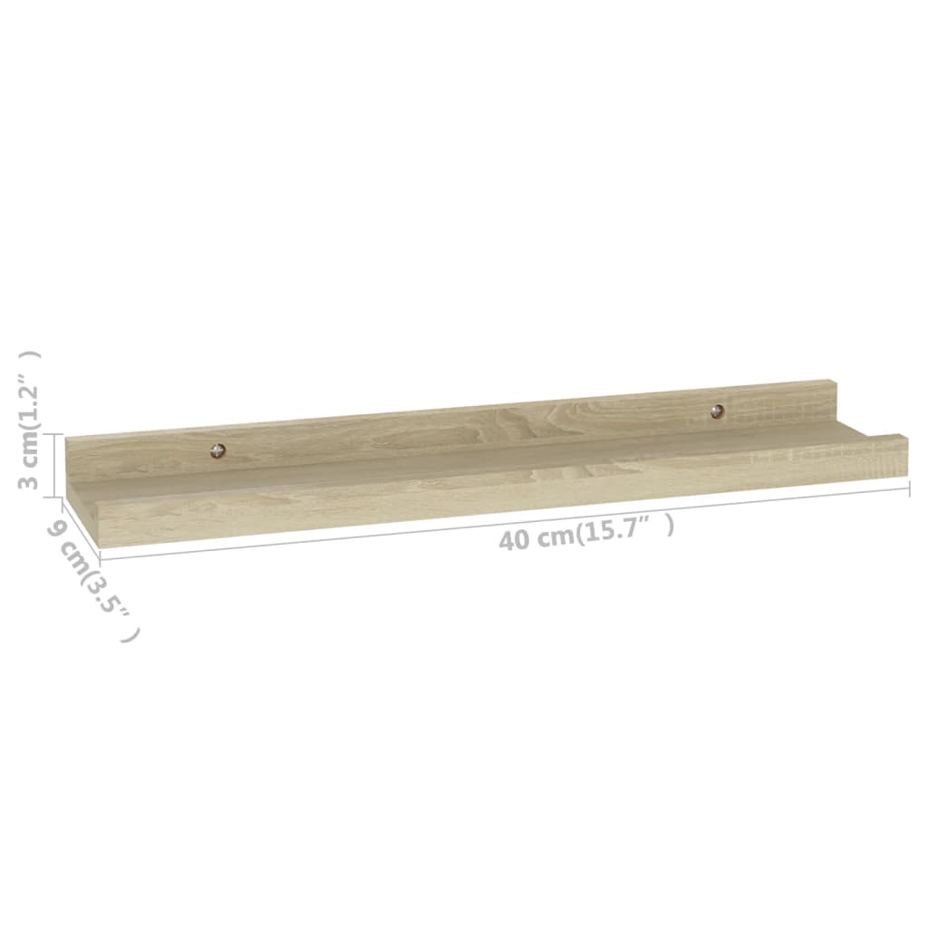 Prateleiras de parede 2 pcs 40x9x3 cm carvalho sonoma