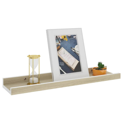 Prateleiras de parede 2 pcs 40x9x3 cm branco e carvalho sonoma