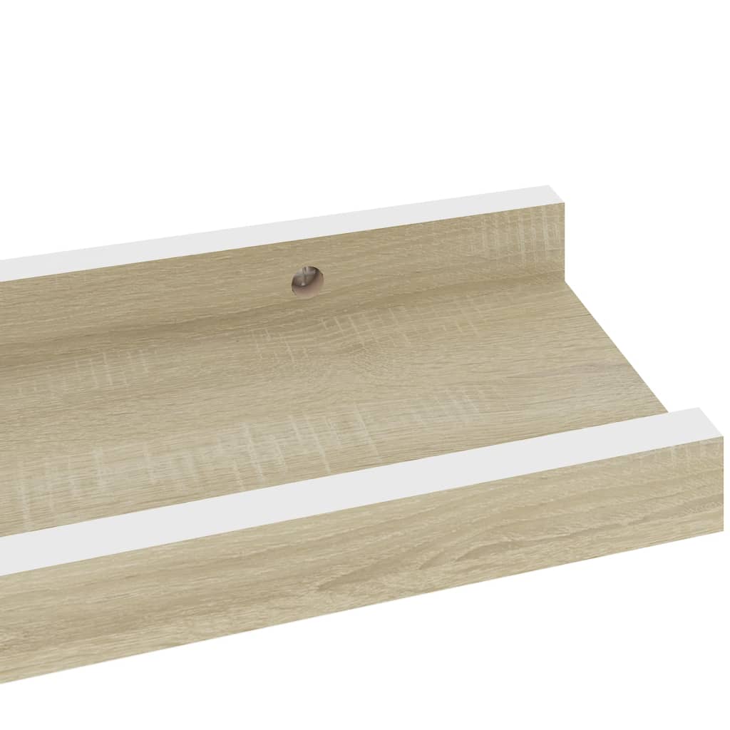 Prateleiras de parede 2 pcs 40x9x3 cm branco e carvalho sonoma