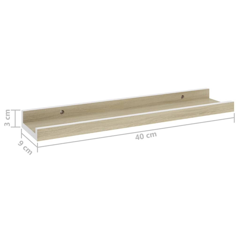 Prateleiras de parede 4 pcs 40x9x3 cm branco e carvalho sonoma