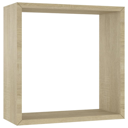 Prateleiras de parede forma de cubo 3pcs cm cor carvalho sonoma