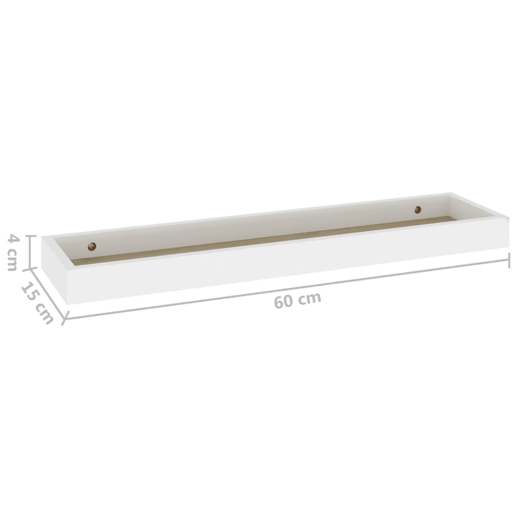 Prateleiras parede Loggia 2 pcs 60x15x4cm MDF carvalho e branco