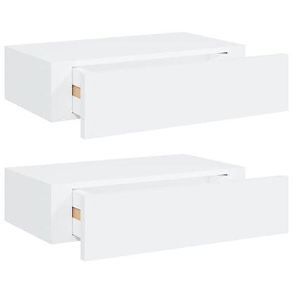 Prateleiras de parede com gavetas 2pcs MDF 40x23,5x10 cm branco