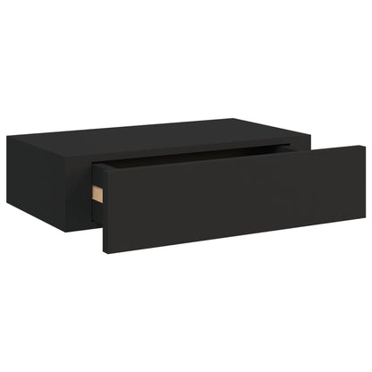 Prateleira de parede com gaveta MDF 40x23,5x10 cm preto