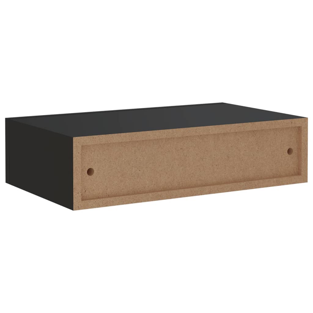 Prateleira de parede com gaveta MDF 40x23,5x10 cm preto