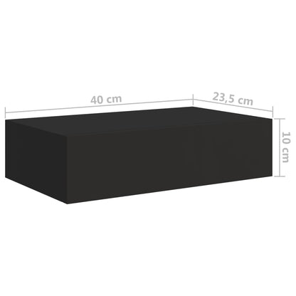 Prateleira de parede com gaveta MDF 40x23,5x10 cm preto