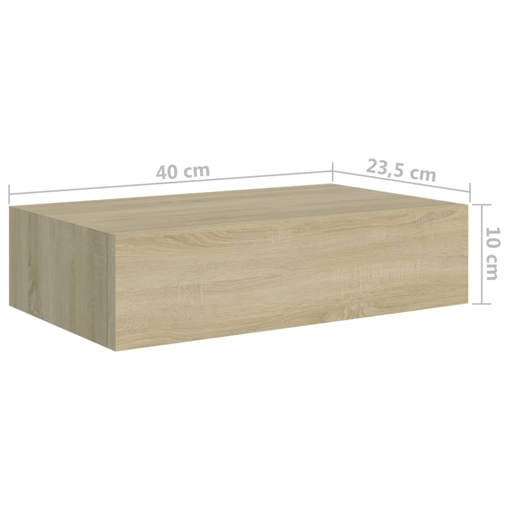 Prateleira de parede com gaveta MDF 40x23,5x10 cm cor carvalho