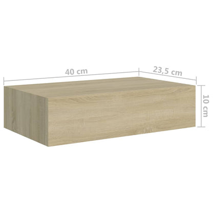 Prateleira de parede com gaveta MDF 40x23,5x10 cm cor carvalho