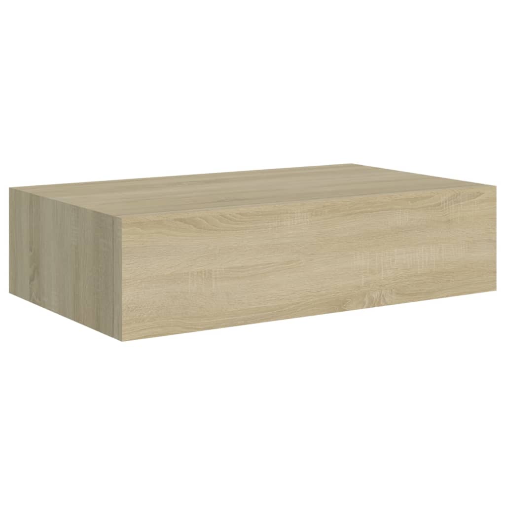 Prateleiras de parede c/ gavetas 2pcs MDF 40x23,5x10cm carvalho