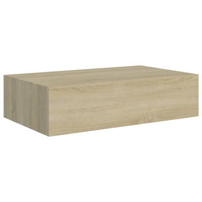 Prateleiras de parede c/ gavetas 2pcs MDF 40x23,5x10cm carvalho